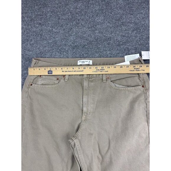 Abercrombie & Fitch Jeans Womens 32 Long Khaki Mid Rise Barrel Wide Leg - Picture 4 of 9